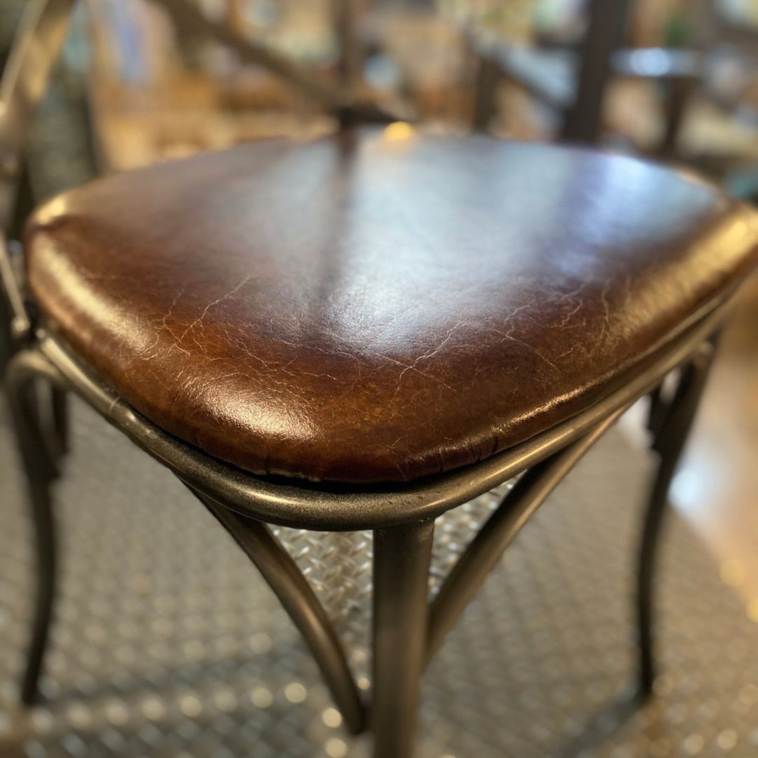 Cross Back Dining Chair With Brown Leather Seat image 6